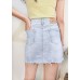 Uneven Hem Denim Skirt